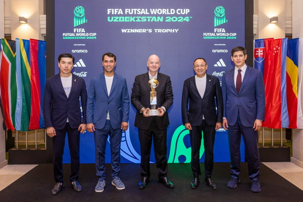 Uzbekistan receives Futsal World Cup Trophy