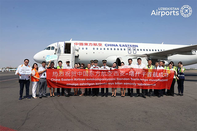 "China Eastern" aviakompaniyasining birinchi reysi Toshkentda kutib olindi