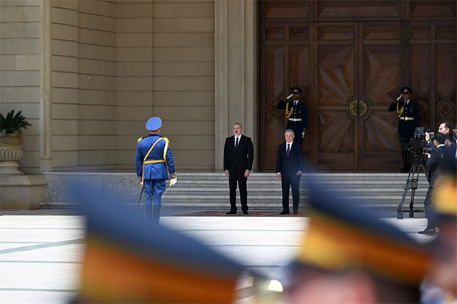 A solemn ceremony was held to welcome the President of Uzbekistan