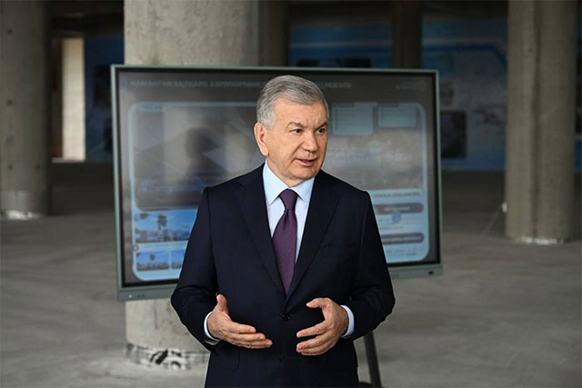 President Inspects Construction Works at Namangan Airport