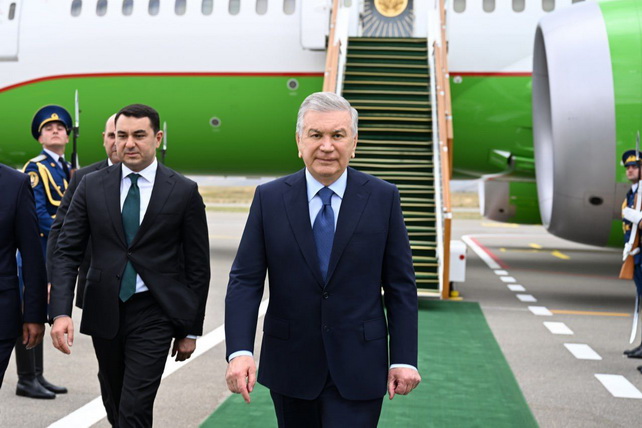 President of Uzbekistan Arrives in Fuzuli City