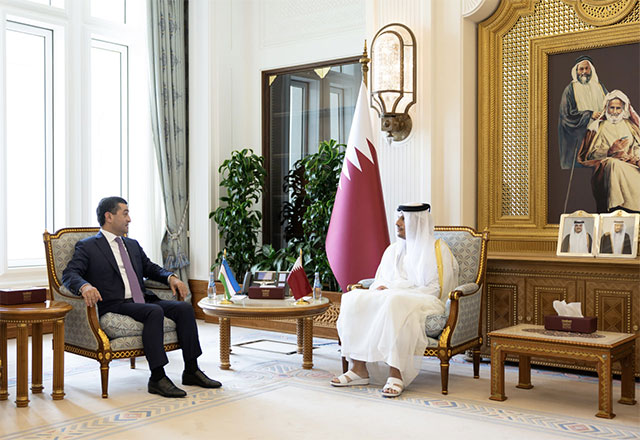 Qatar’s Prime Minister and Foreign Minister Meets with Uzbekistan’s Foreign Minister
