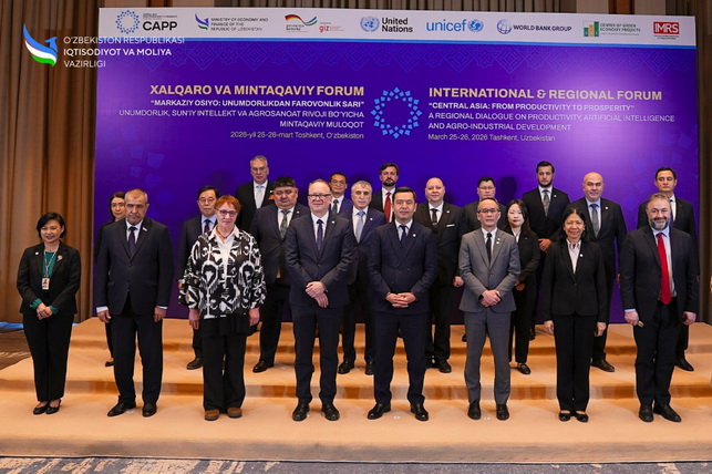 Toshkentda "Markaziy Osiyo: Unumdorlikdan farovonlik sari. Mintaqaviy muloqot" forumi bo'lib o'tdi